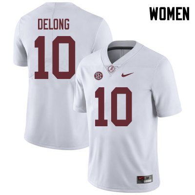 NCAA Women's Alabama Crimson Tide #10 Skyler DeLong Stitched College 2018 Nike Authentic White Football Jersey PQ17M74RY
